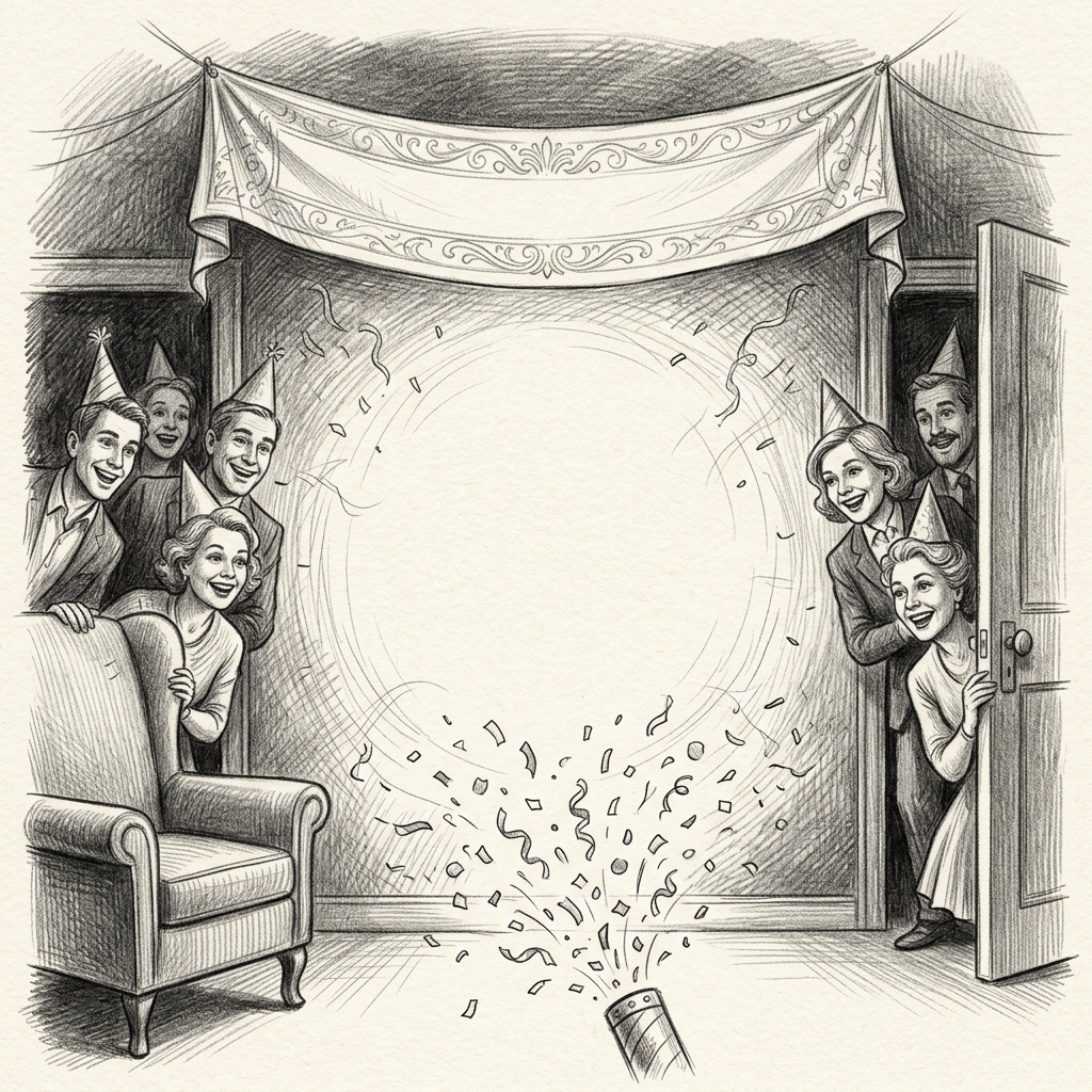 Surprise Party Pencil Drawing preview