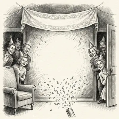 Surprise Party Pencil Drawing preview