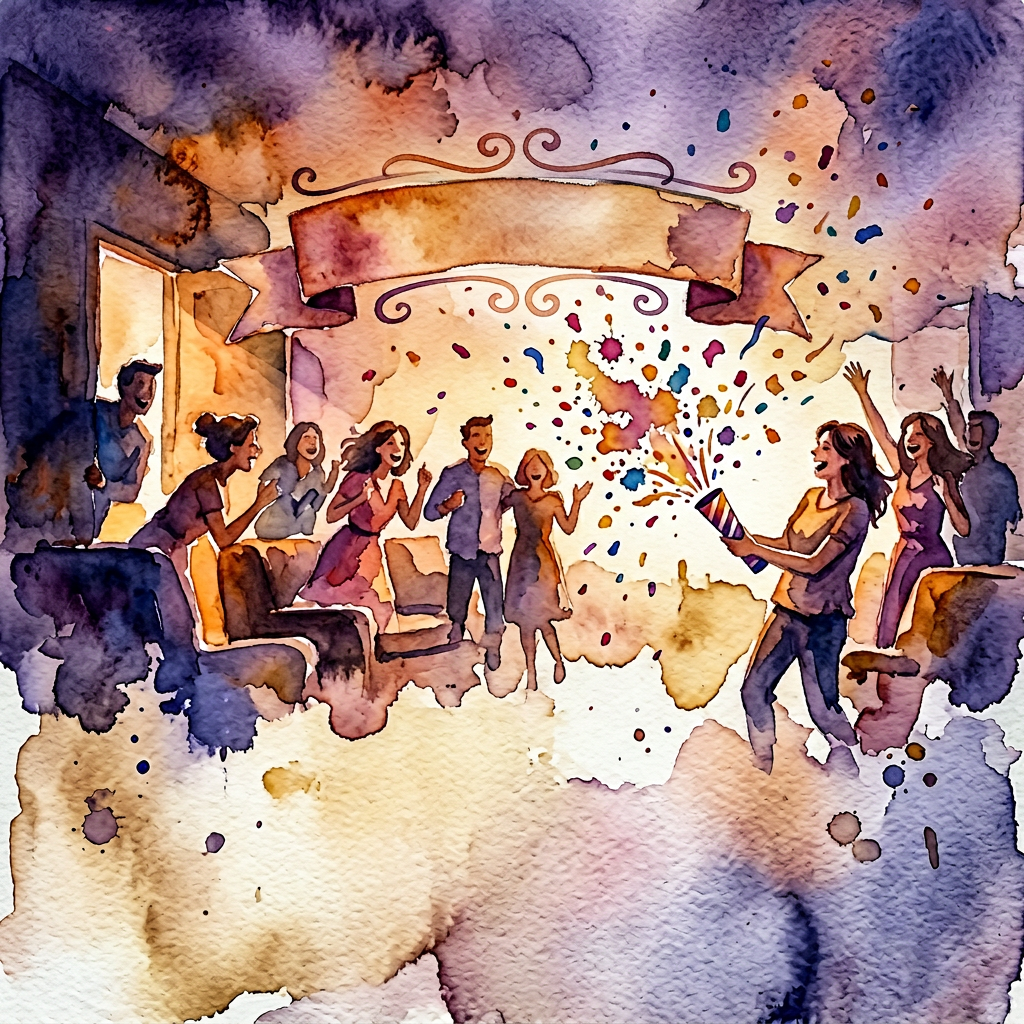 Surprise Party Watercolor Sunset preview