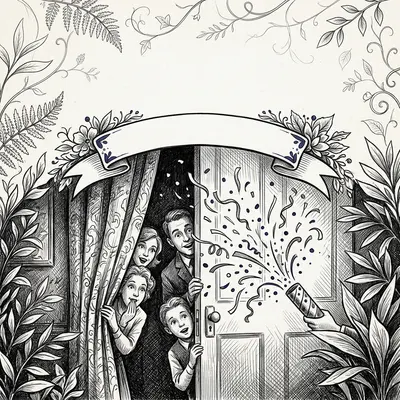 Surprise Party Ink Illustration preview