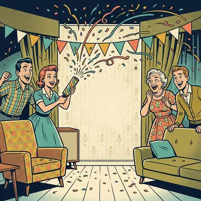 Surprise Party Retro Cartoon preview