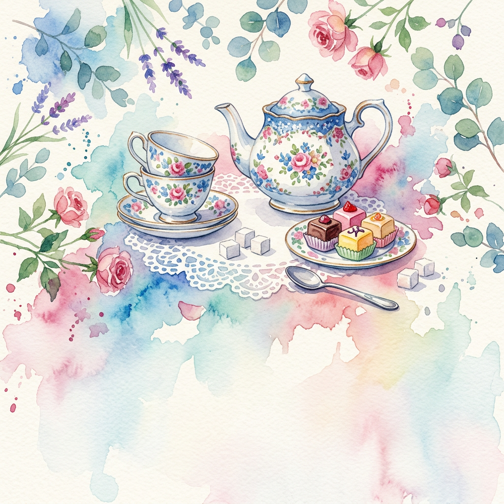 Tea Party Watercolor Garden preview