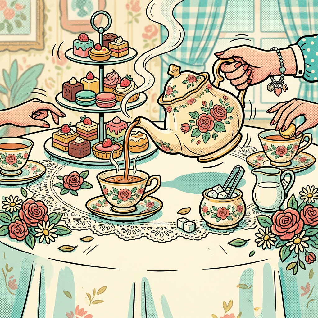Tea Party Retro Cartoon preview