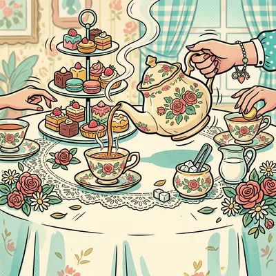 Tea Party Retro Cartoon preview