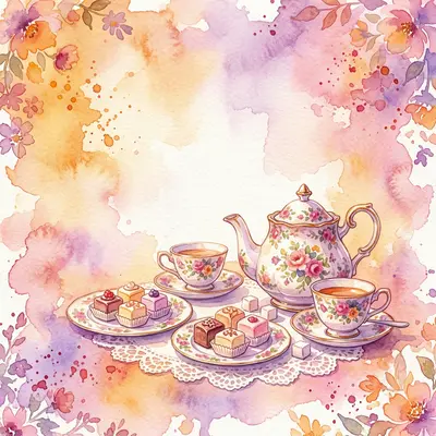 Tea Party Watercolor Sunset preview