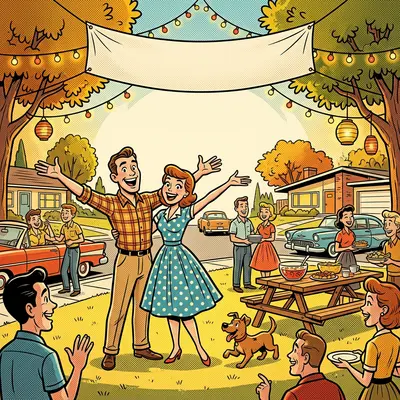 Welcome Party Retro Cartoon preview