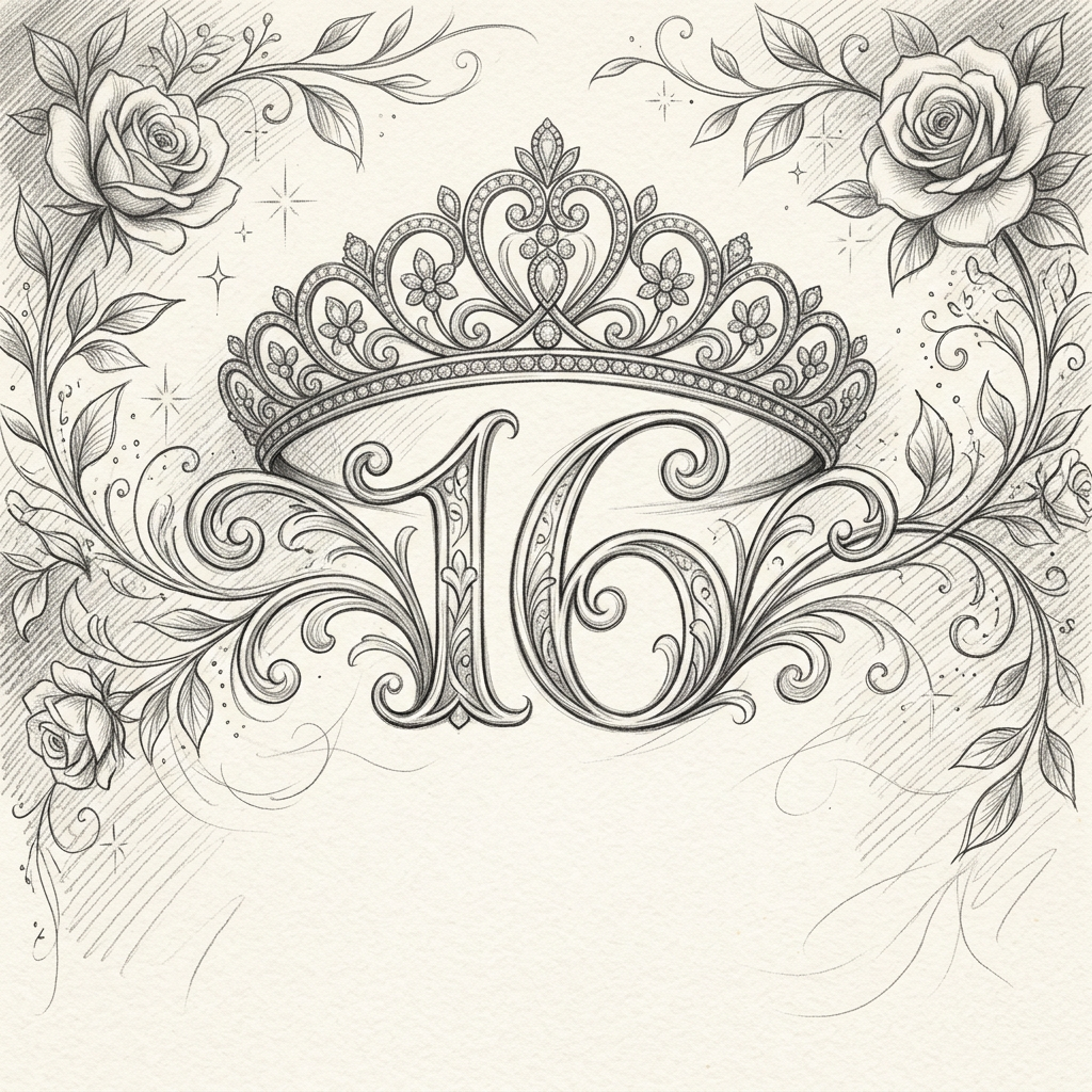 Sweet Sixteen Pencil Drawing preview