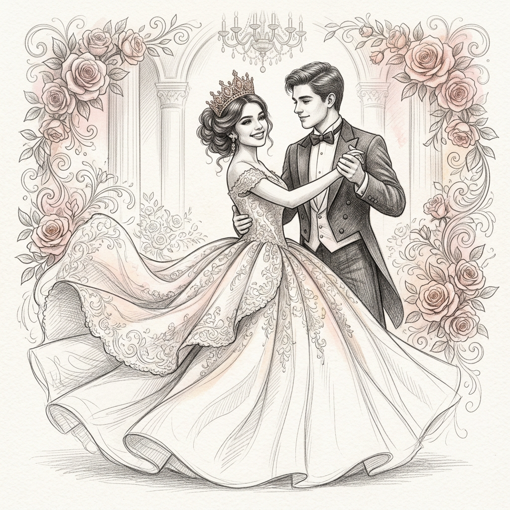 Quinceañera Pencil Drawing preview