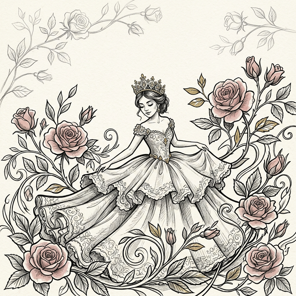 Quinceañera Ink Illustration preview