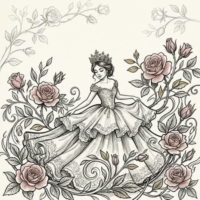 Quinceañera Ink Illustration preview