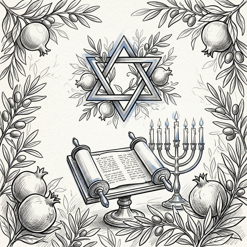 Bar/bat Mitzvah Ink Illustration preview