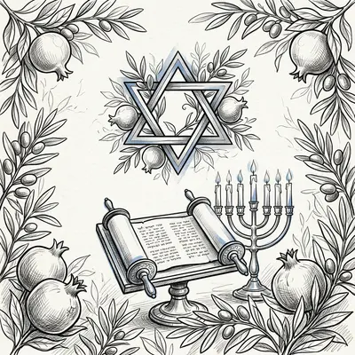 Bar/bat Mitzvah Ink Illustration preview