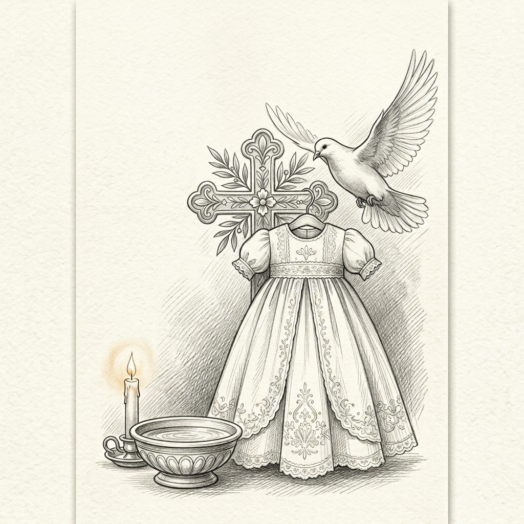 Baptism Christening Pencil Drawing preview