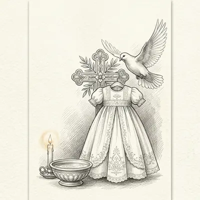Baptism Christening Pencil Drawing preview