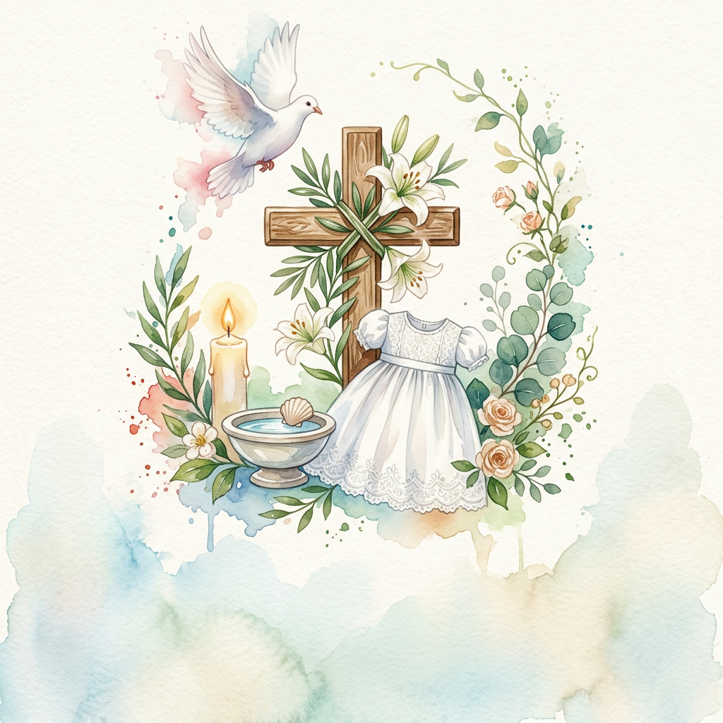 Baptism Christening Watercolor Garden preview