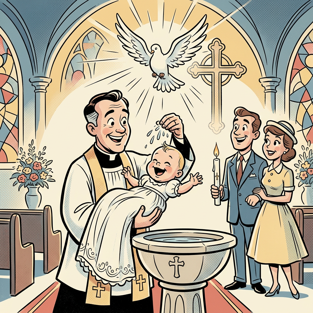 Baptism Christening Retro Cartoon preview