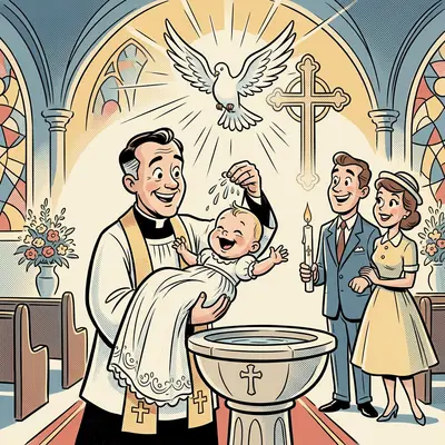 Baptism Christening Retro Cartoon preview
