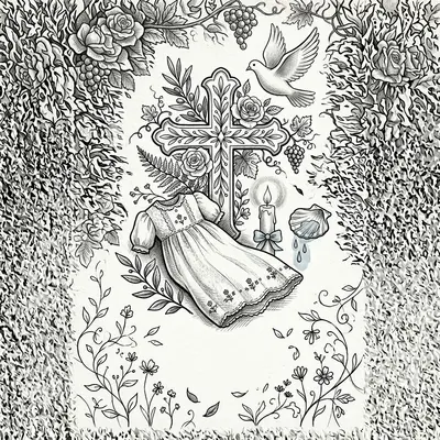 Baptism Christening Ink Illustration preview