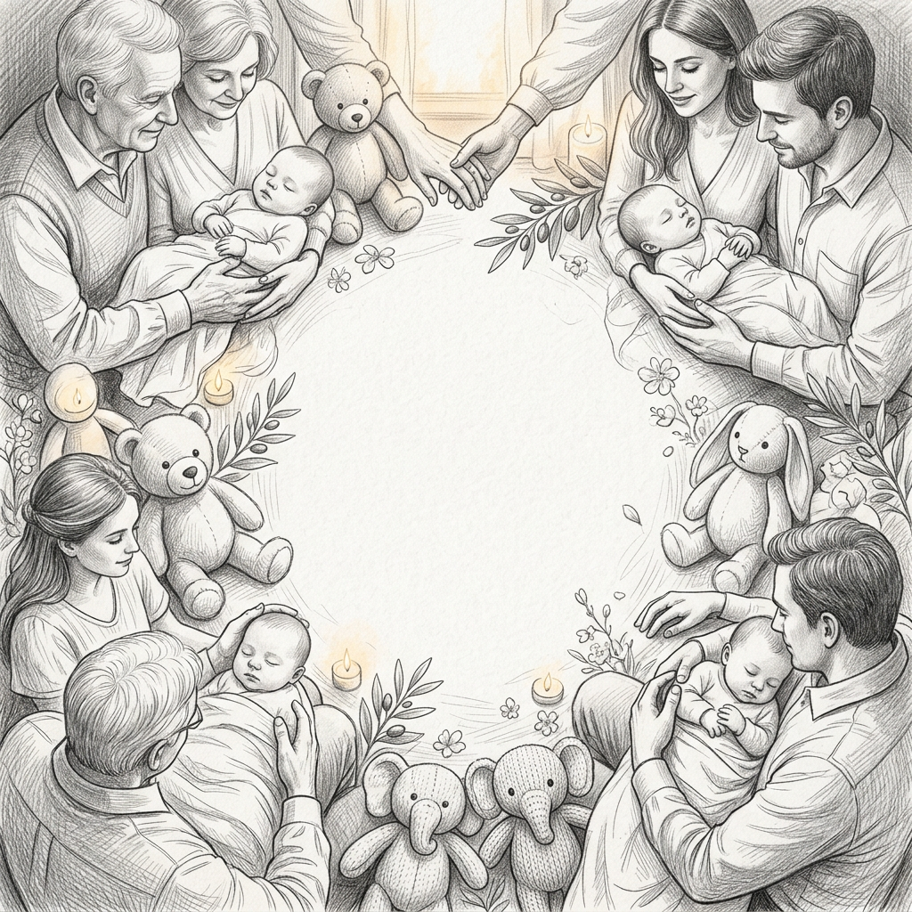 Baby Naming Ceremony Pencil Drawing preview