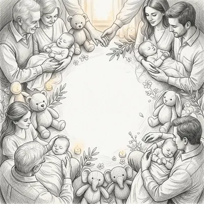 Baby Naming Ceremony Pencil Drawing preview