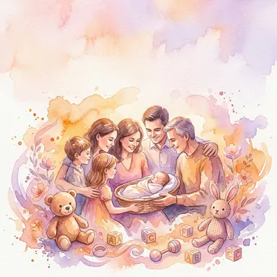 Baby Naming Ceremony Watercolor Sunset preview