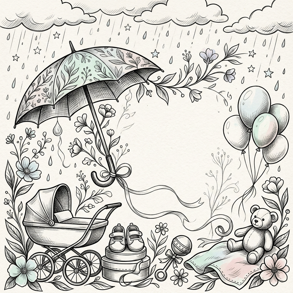 Baby Sprinkle Ink Illustration preview
