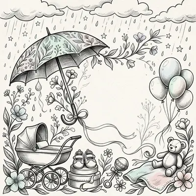 Baby Sprinkle Ink Illustration preview