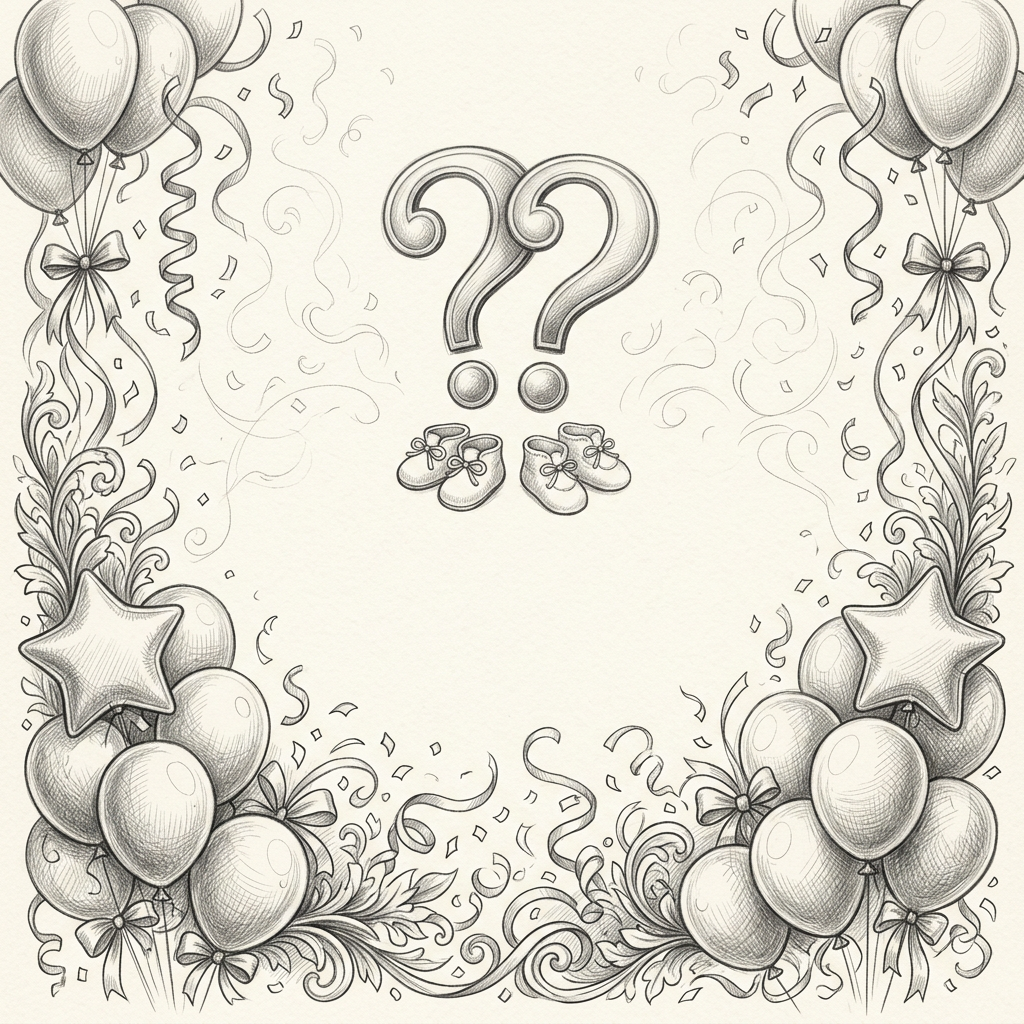 Gender Reveal Party Pencil Drawing preview