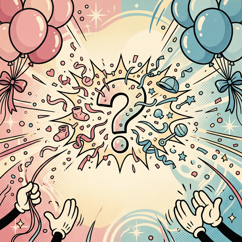 Gender Reveal Party Retro Cartoon preview