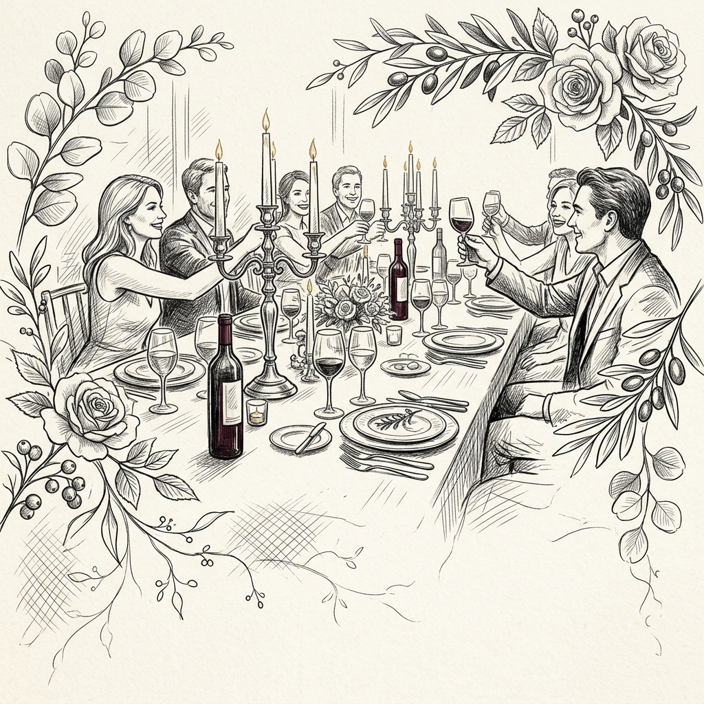 Rehearsal Dinner Ink Illustration preview