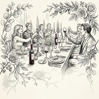 Rehearsal Dinner Ink Illustration preview