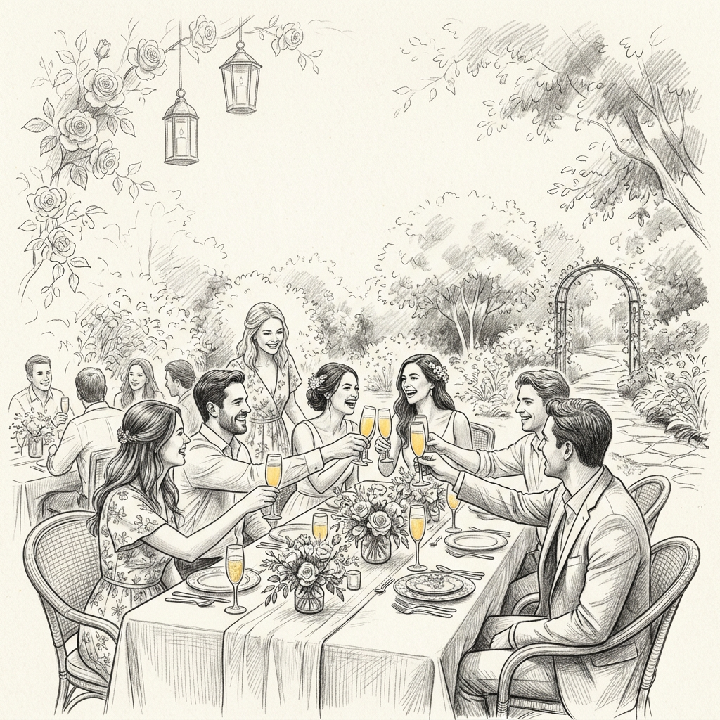 Wedding Brunch Pencil Drawing preview