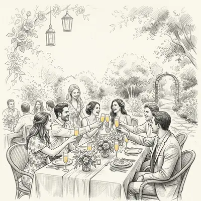 Wedding Brunch Pencil Drawing preview