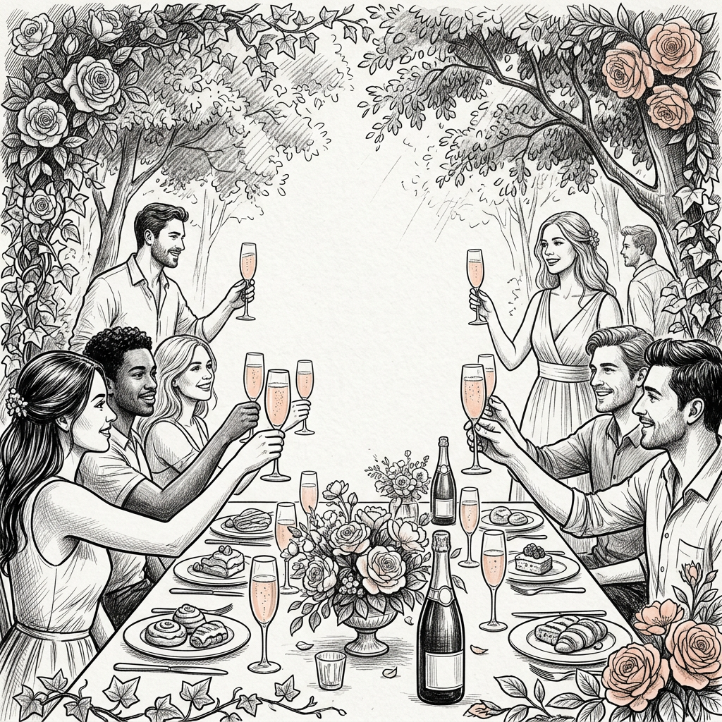 Wedding Brunch Ink Illustration preview