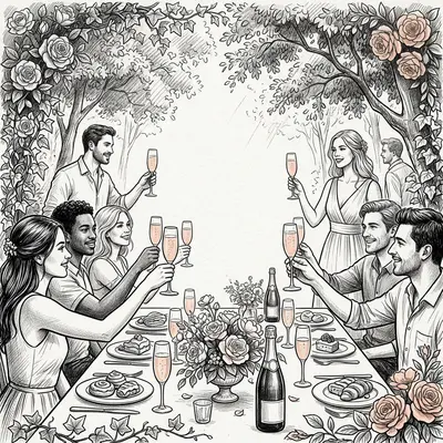 Wedding Brunch Ink Illustration preview