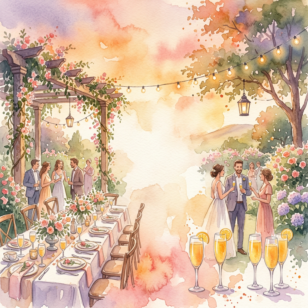 Wedding Brunch Watercolor Sunset preview