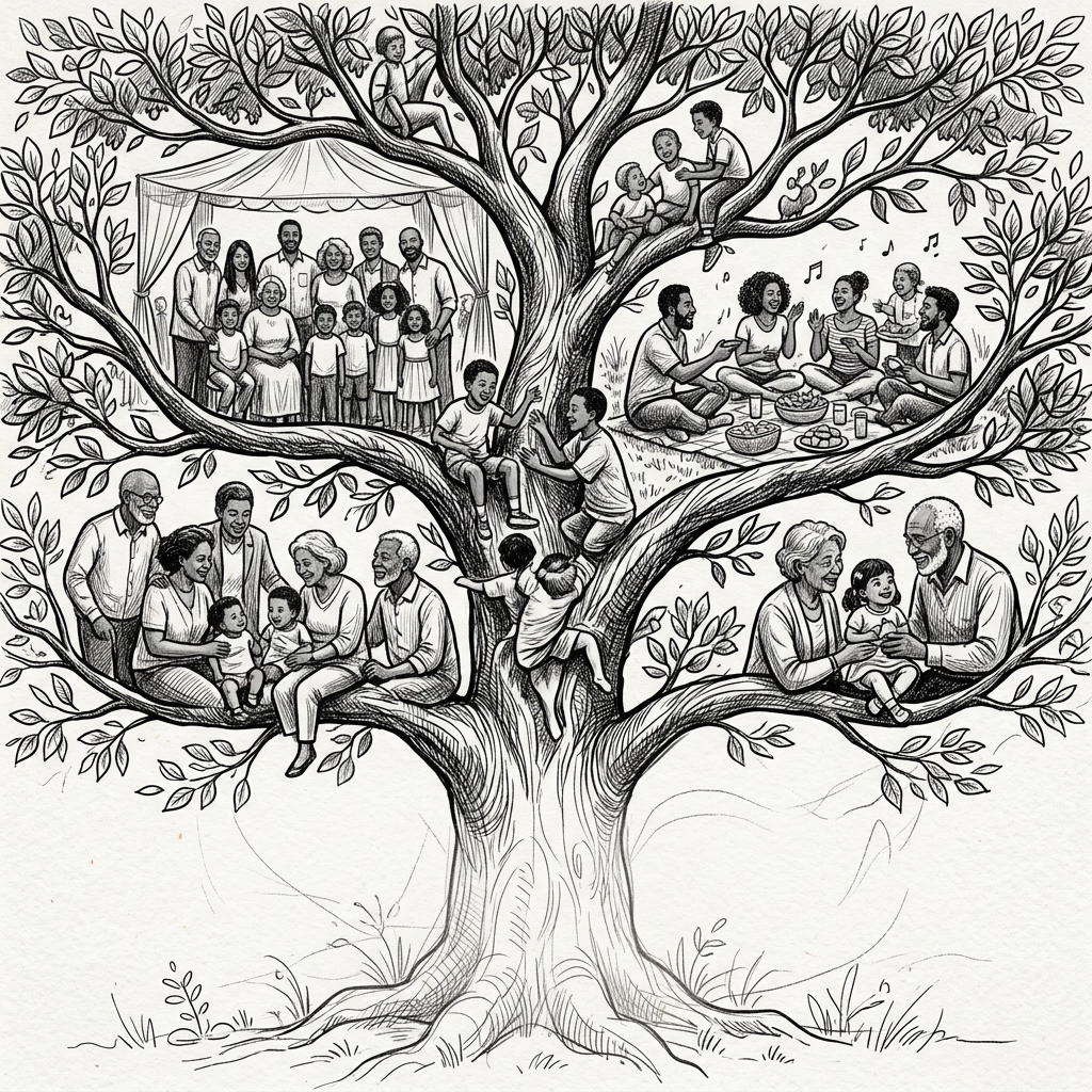 Family Reunion Ink Illustration preview