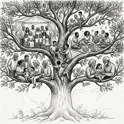 Family Reunion Ink Illustration preview