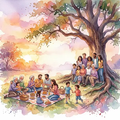 Family Reunion Watercolor Sunset preview