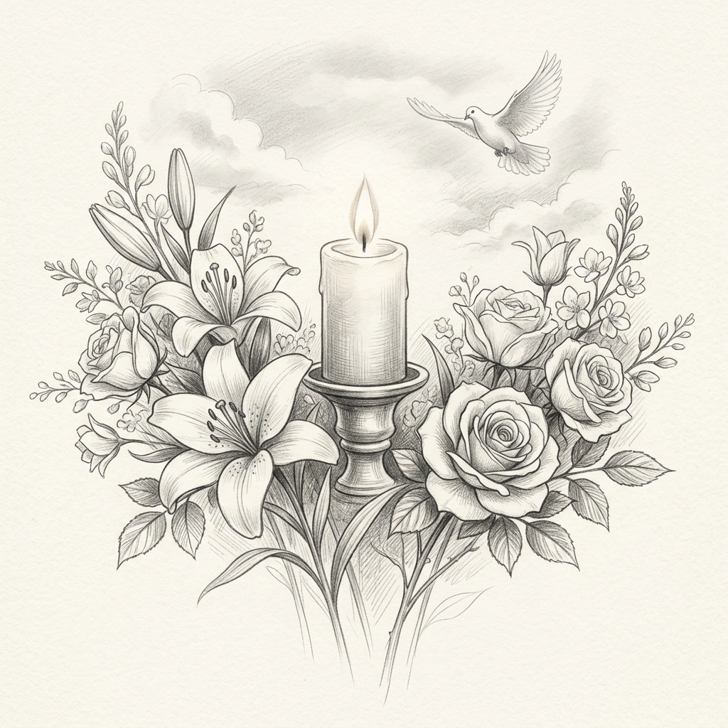 Memorial Service Pencil Drawing preview