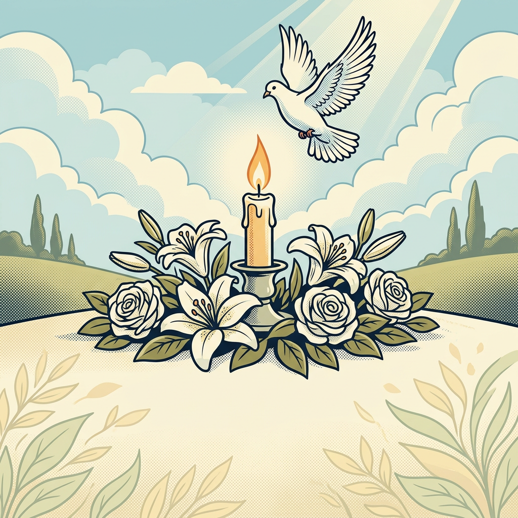 Memorial Service Retro Cartoon preview