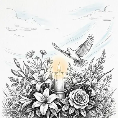 Memorial Service Ink Illustration preview