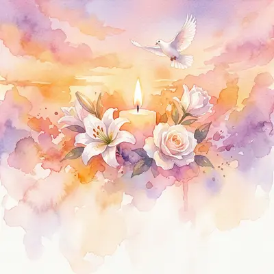 Memorial Service Watercolor Sunset preview