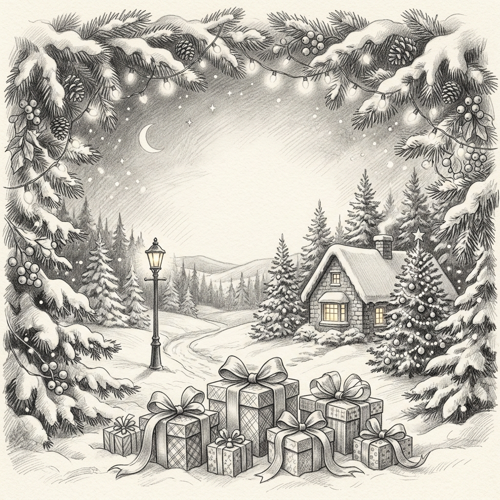Holiday Season Pencil Drawing preview