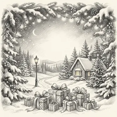 Holiday Season Pencil Drawing preview