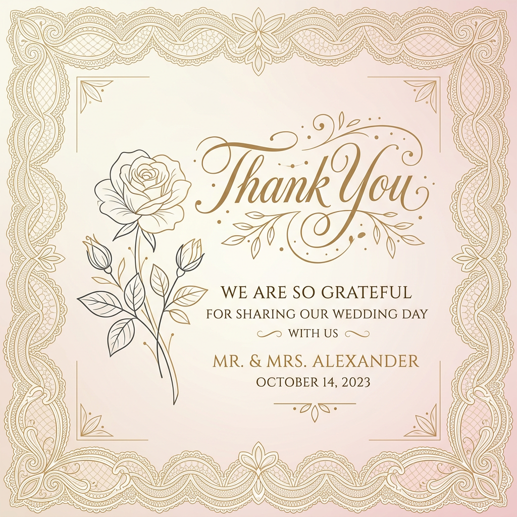 Wedding Thank You Vintage Lace preview