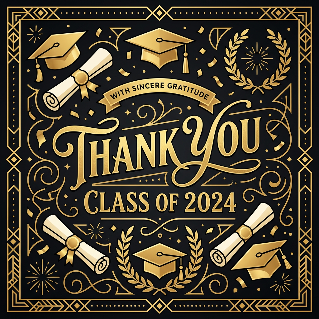 Graduation Thank You Gold