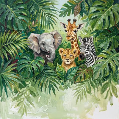 Baby Shower Safari Jungle Leaves preview