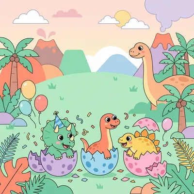 Dinosaur Party Cute Baby Dinos preview