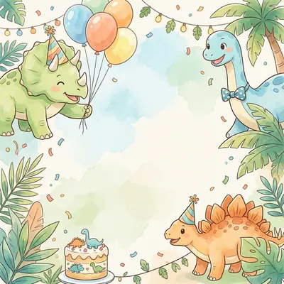 Dinosaur Party Watercolor preview